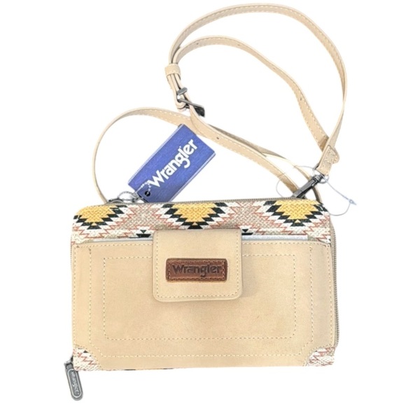 Wrangler Tan and Yellow Crossbody Bag with Adjustable Strap - Picture 15 of 15